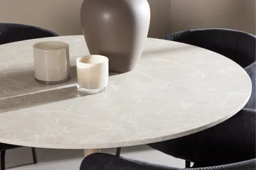 Lycke Matgrupp 110 cm Rund med 4 Berit stolar - Beige/Svart - Möbler - Matplats - Matgrupp & matbord med stolar