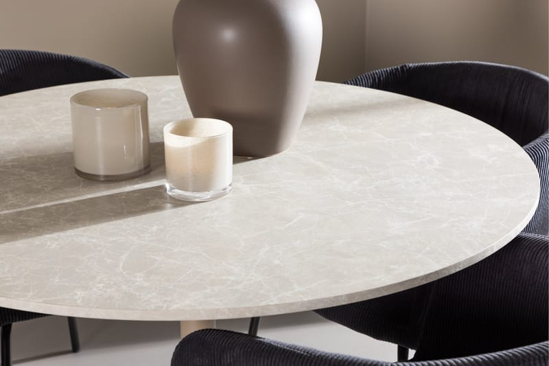 Lycke Matgrupp 110 cm Rund med 4 Berit stolar - Beige/Svart - Möbler - Matplats - Matgrupp & matbord med stolar