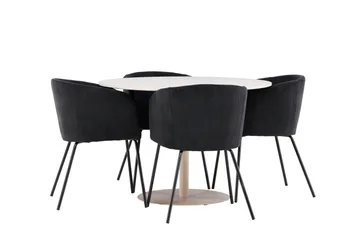 Lycke Matgrupp 110 cm Rund med 4 Berit stolar - Beige/Svart - Möbler - Matplats - Matgrupp & matbord med stolar
