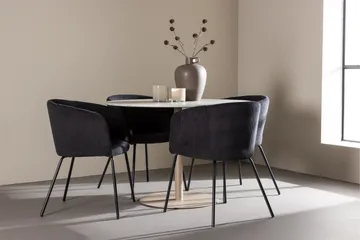 Lycke Matgrupp 110 cm Rund med 4 Berit stolar - Beige/Svart - Möbler - Matplats - Matgrupp & matbord med stolar