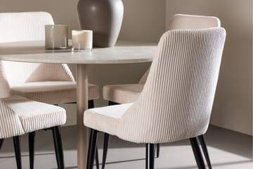 Lycke Matgrupp 110 cm Rund med 4 Leone stolar - Beige/Beige - Möbler - Matplats - Matgrupp & matbord med stolar