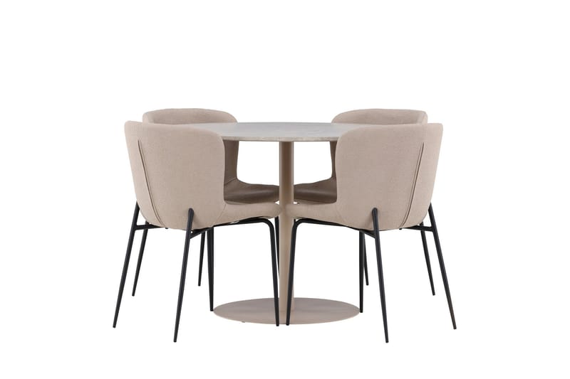 Lycke Matgrupp 110 cm Rund med 4 Modesto stolar - Beige/Beige - Möbler - Matplats - Matgrupp & matbord med stolar