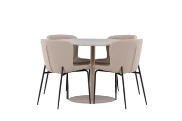 Lycke Matgrupp 110 cm Rund med 4 Modesto stolar - Beige/Beige - Möbler - Matplats - Matgrupp & matbord med stolar