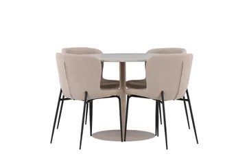 Lycke Matgrupp 110 cm Rund med 4 Modesto stolar - Beige/Beige - Möbler - Matplats - Matgrupp & matbord med stolar