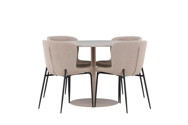 Lycke Matgrupp 110 cm Rund med 4 Modesto stolar - Beige/Beige - Möbler - Matplats - Matgrupp & matbord med stolar