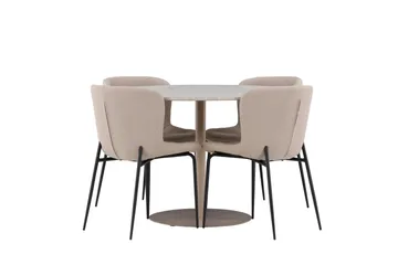 Lycke Matgrupp 110 cm Rund med 4 Modesto stolar - Beige/Beige - Möbler - Matplats - Matgrupp & matbord med stolar