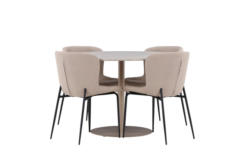 Lycke Matgrupp 110 cm Rund med 4 Modesto stolar - Beige/Beige - Möbler - Matplats - Matgrupp & matbord med stolar