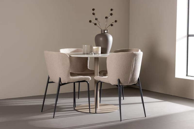 Lycke Matgrupp 110 cm Rund med 4 Modesto stolar - Beige/Beige - Möbler - Matplats - Matgrupp & matbord med stolar