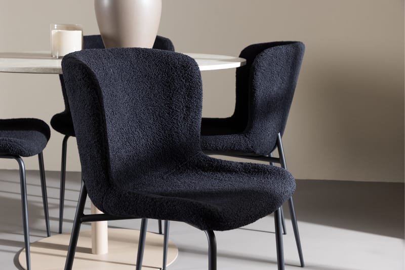 Lycke Matgrupp 110 cm Rund med 4 Modesto stolar - Beige/Svart - Möbler - Matplats - Matgrupp & matbord med stolar