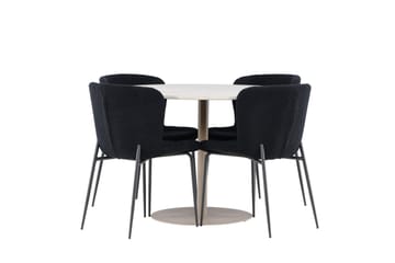 Lycke Matgrupp 110 cm Rund med 4 Modesto stolar - Beige/Svart - Möbler - Matplats - Matgrupp & matbord med stolar