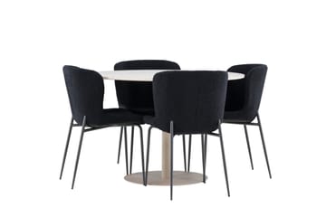 Lycke Matgrupp 110 cm Rund med 4 Modesto stolar - Beige/Svart - Möbler - Matplats - Matgrupp & matbord med stolar
