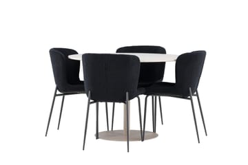 Lycke Matgrupp 110 cm Rund med 4 Modesto stolar - Beige/Svart - Möbler - Matplats - Matgrupp & matbord med stolar