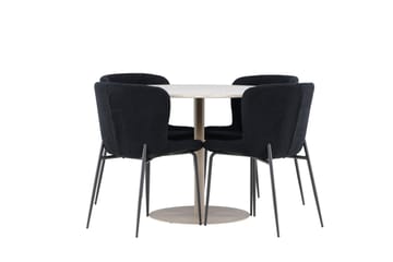 Lycke Matgrupp 110 cm Rund med 4 Modesto stolar - Beige/Svart - Möbler - Matplats - Matgrupp & matbord med stolar