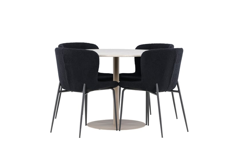 Lycke Matgrupp 110 cm Rund med 4 Modesto stolar - Beige/Svart - Möbler - Matplats - Matgrupp & matbord med stolar
