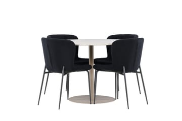 Lycke Matgrupp 110 cm Rund med 4 Modesto stolar - Beige/Svart - Möbler - Matplats - Matgrupp & matbord med stolar