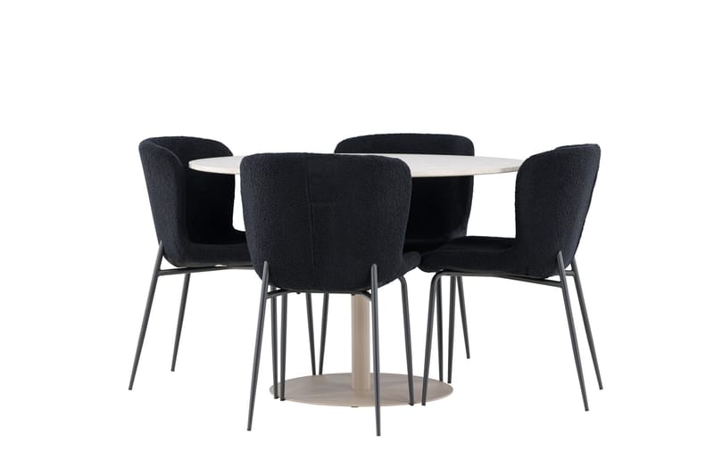 Lycke Matgrupp 110 cm Rund med 4 Modesto stolar - Beige/Svart - Möbler - Matplats - Matgrupp & matbord med stolar