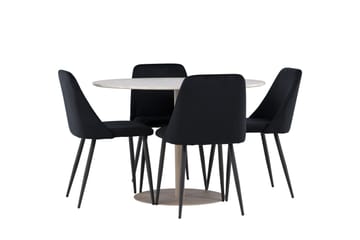 Lycke Matgrupp 110 cm Rund med 4 Night stolar - Beige/Svart - Möbler - Matplats - Matgrupp & matbord med stolar