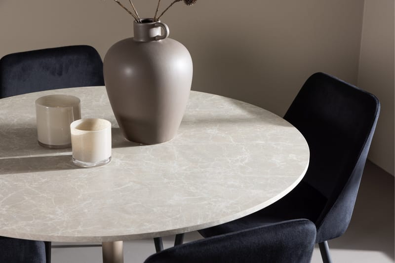 Lycke Matgrupp 110 cm Rund med 4 Night stolar - Beige/Svart - Möbler - Matplats - Matgrupp & matbord med stolar