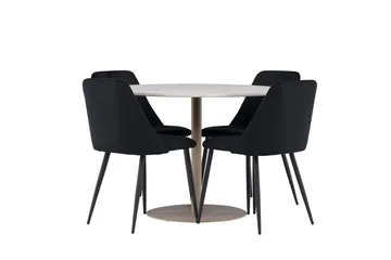 Lycke Matgrupp 110 cm Rund med 4 Night stolar - Beige/Svart - Möbler - Matplats - Matgrupp & matbord med stolar