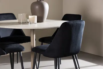 Lycke Matgrupp 110 cm Rund med 4 Night stolar - Beige/Svart - Möbler - Matplats - Matgrupp & matbord med stolar