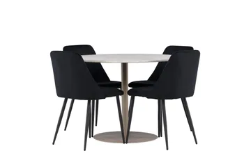 Lycke Matgrupp 110 cm Rund med 4 Night stolar - Beige/Svart - Möbler - Matplats - Matgrupp & matbord med stolar
