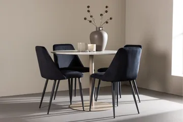Lycke Matgrupp 110 cm Rund med 4 Night stolar - Beige/Svart - Möbler - Matplats - Matgrupp & matbord med stolar