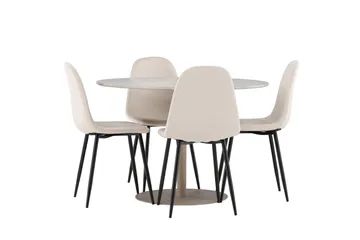 Lycke Matgrupp 110 cm Rund med 4 Polar stolar - Beige/Beige - Möbler - Matplats - Matgrupp & matbord med stolar