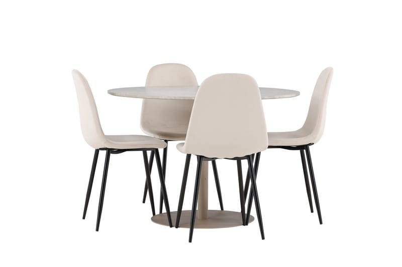 Lycke Matgrupp 110 cm Rund med 4 Polar stolar - Beige/Beige - Möbler - Matplats - Matgrupp & matbord med stolar