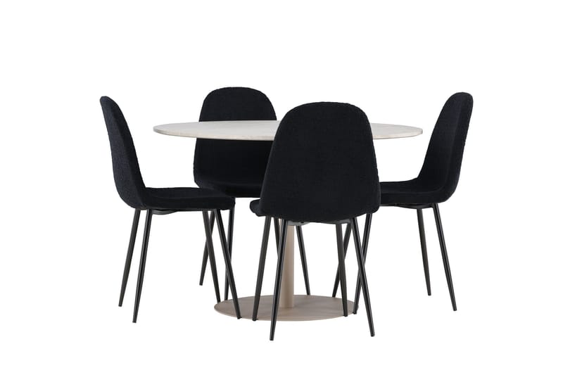 Lycke Matgrupp 110 cm Rund med 4 Polar stolar - Beige/Svart - Möbler - Matplats - Matgrupp & matbord med stolar