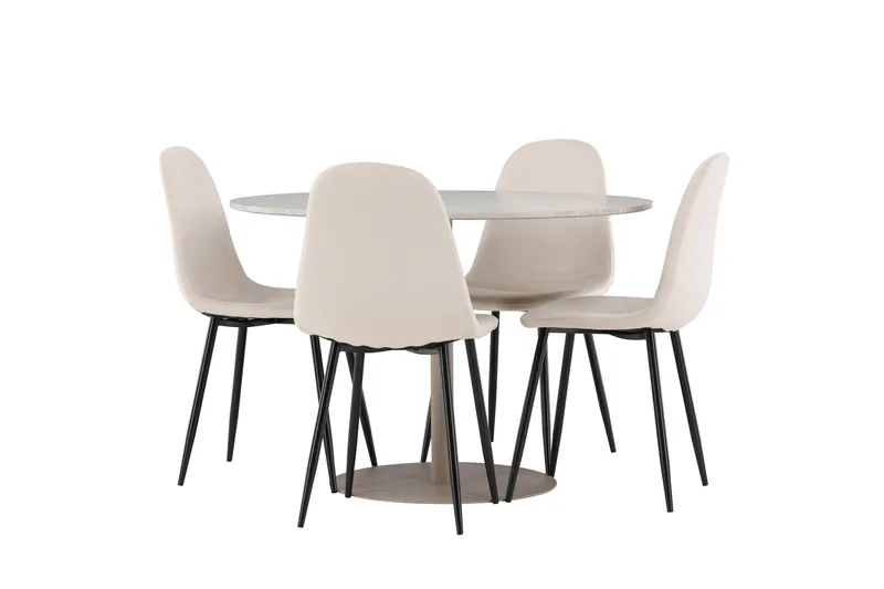 Lycke Matgrupp 110 cm Rund med 4 Polar stolar, Beige/Beige