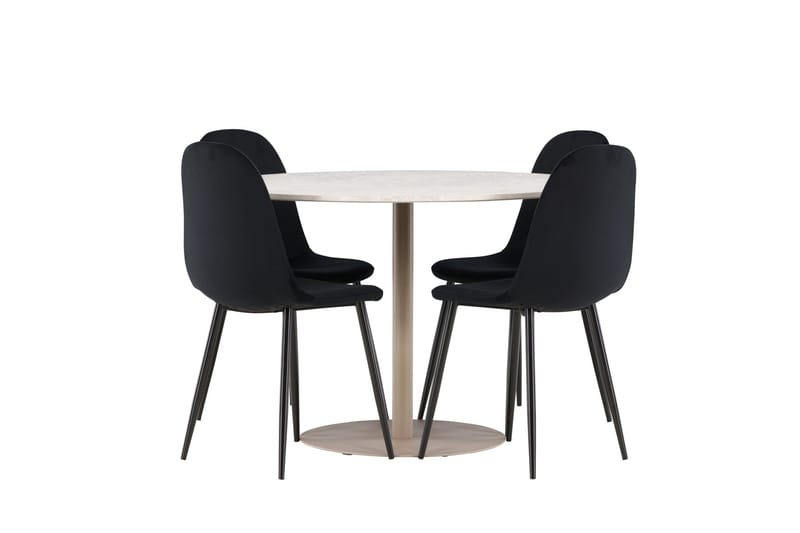 Lycke Matgrupp 110 cm Rund med 4 Polar stolar - Beige/Svart - Möbler - Matplats - Matgrupp & matbord med stolar