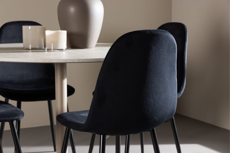 Lycke Matgrupp 110 cm Rund med 4 Polar stolar - Beige/Svart - Möbler - Matplats - Matgrupp & matbord med stolar