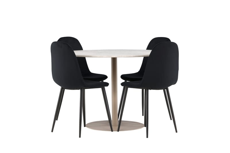 Lycke Matgrupp 110 cm Rund med 4 Polar stolar - Beige/Svart - Möbler - Matplats - Matgrupp & matbord med stolar