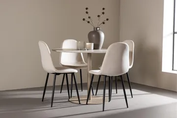 Lycke Matgrupp 110 cm Rund med 4 Polar stolar - Beige/Beige - Möbler - Matplats - Matgrupp & matbord med stolar