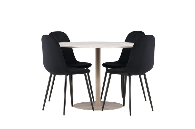 Lycke Matgrupp 110 cm Rund med 4 Polar stolar - Beige/Svart - Möbler - Matplats - Matgrupp & matbord med stolar