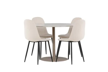 Lycke Matgrupp 110 cm Rund med 4 Polar stolar - Beige/Beige - Möbler - Matplats - Matgrupp & matbord med stolar