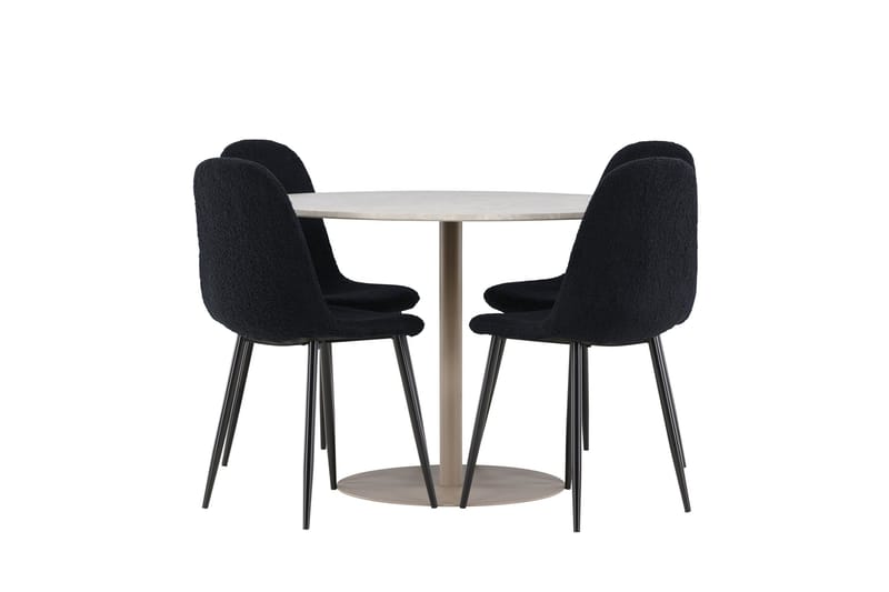 Lycke Matgrupp 110 cm Rund med 4 Polar stolar - Beige/Svart - Möbler - Matplats - Matgrupp & matbord med stolar