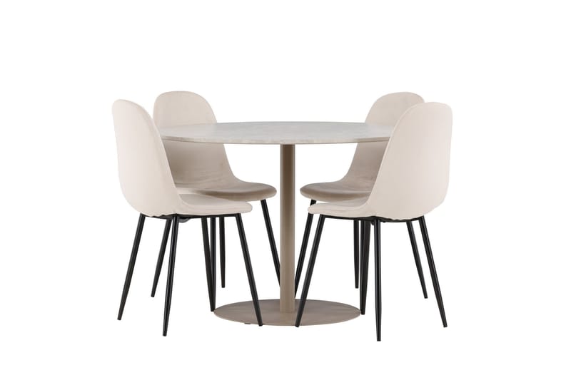 Lycke Matgrupp 110 cm Rund med 4 Polar stolar - Beige/Beige - Möbler - Matplats - Matgrupp & matbord med stolar