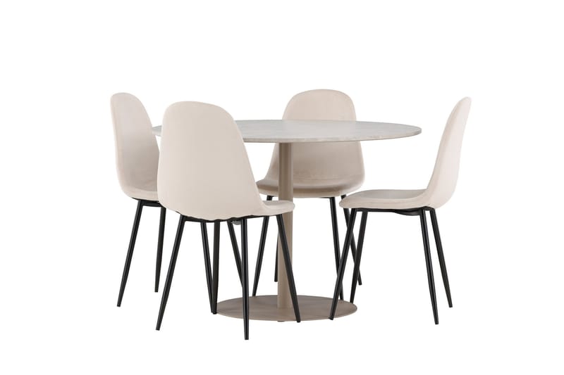 Lycke Matgrupp 110 cm Rund med 4 Polar stolar - Beige/Beige - Möbler - Matplats - Matgrupp & matbord med stolar