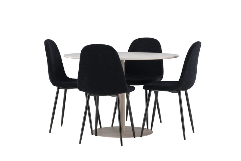 Lycke Matgrupp 110 cm Rund med 4 Polar stolar - Beige/Svart - Möbler - Matplats - Matgrupp & matbord med stolar