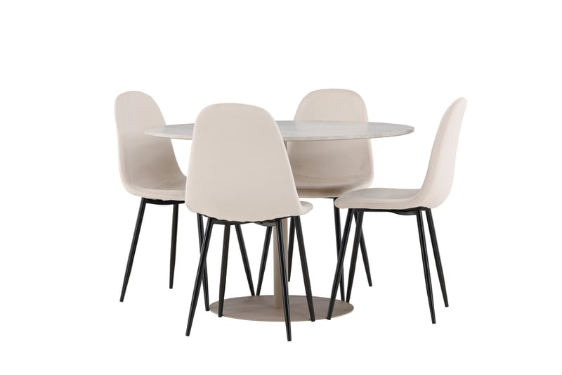 Lycke Matgrupp 110 cm Rund med 4 Polar stolar - Beige/Beige - Möbler - Matplats - Matgrupp & matbord med stolar