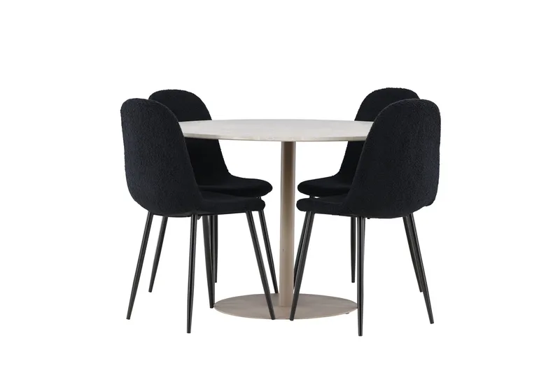 Lycke Matgrupp 110 cm Rund med 4 Polar stolar - Beige/Svart - Möbler - Matplats - Matgrupp & matbord med stolar