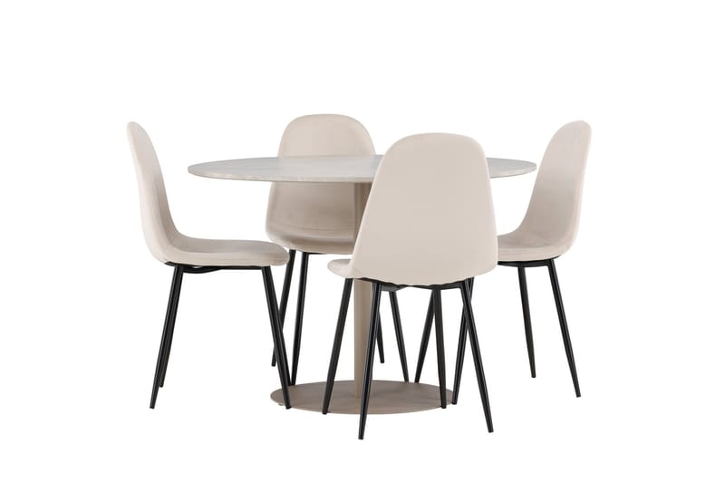 Lycke Matgrupp 110 cm Rund med 4 Polar stolar - Beige/Beige - Möbler - Matplats - Matgrupp & matbord med stolar