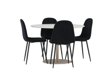 Lycke Matgrupp 110 cm Rund med 4 Polar stolar - Beige/Svart - Möbler - Matplats - Matgrupp & matbord med stolar