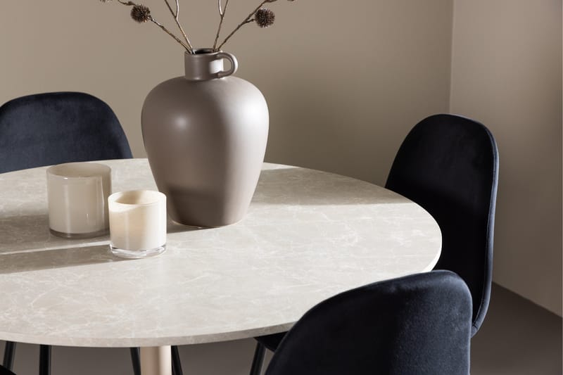 Lycke Matgrupp 110 cm Rund med 4 Polar stolar - Beige/Svart - Möbler - Matplats - Matgrupp & matbord med stolar
