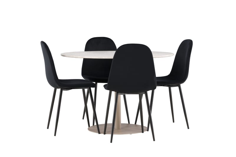 Lycke Matgrupp 110 cm Rund med 4 Polar stolar - Beige/Svart - Möbler - Matplats - Matgrupp & matbord med stolar