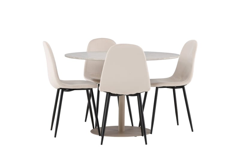 Lycke Matgrupp 110 cm Rund med 4 Polar stolar - Beige/Beige - Möbler - Matplats - Matgrupp & matbord med stolar