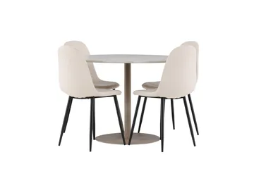 Lycke Matgrupp 110 cm Rund med 4 Polar stolar - Beige/Beige - Möbler - Matplats - Matgrupp & matbord med stolar