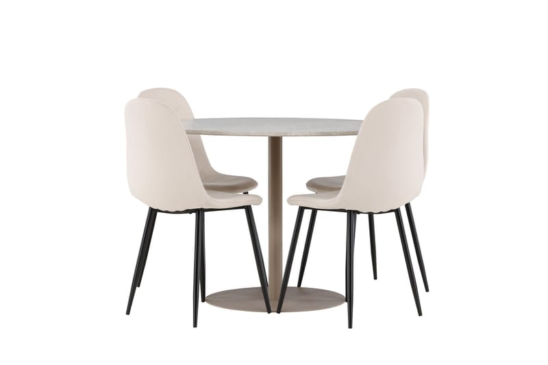Lycke Matgrupp 110 cm Rund med 4 Polar stolar - Beige/Beige - Möbler - Matplats - Matgrupp & matbord med stolar