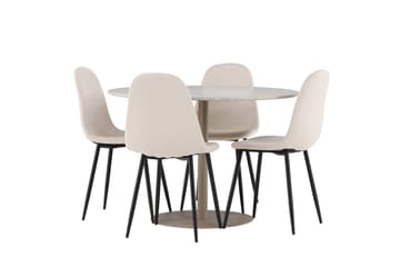 Lycke Matgrupp 110 cm Rund med 4 Polar stolar - Beige/Beige - Möbler - Matplats - Matgrupp & matbord med stolar